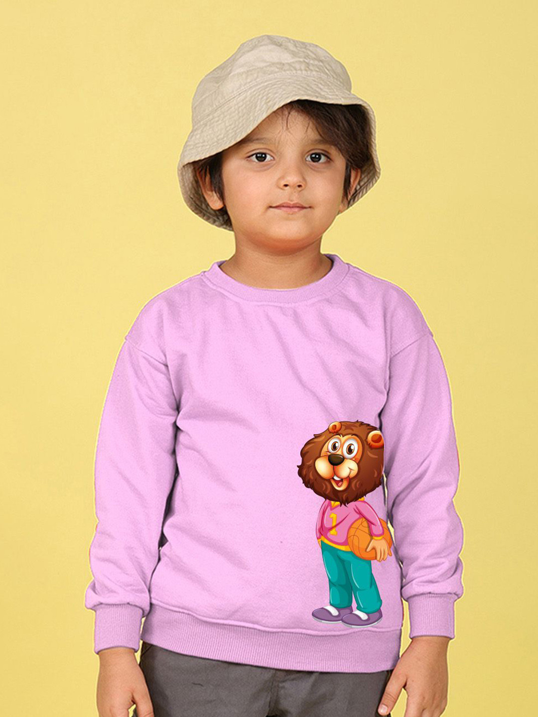 NUSYL Boys Cartoon Bear Text Printed Oversized Sweatshirt
