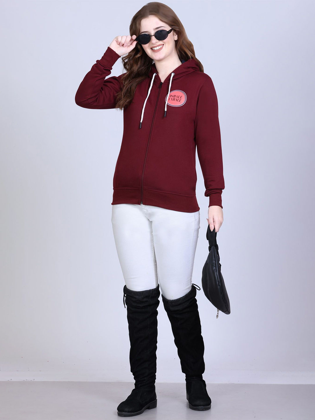 Divine Girl Women Printed Hooded Front-Open Sweatshirt