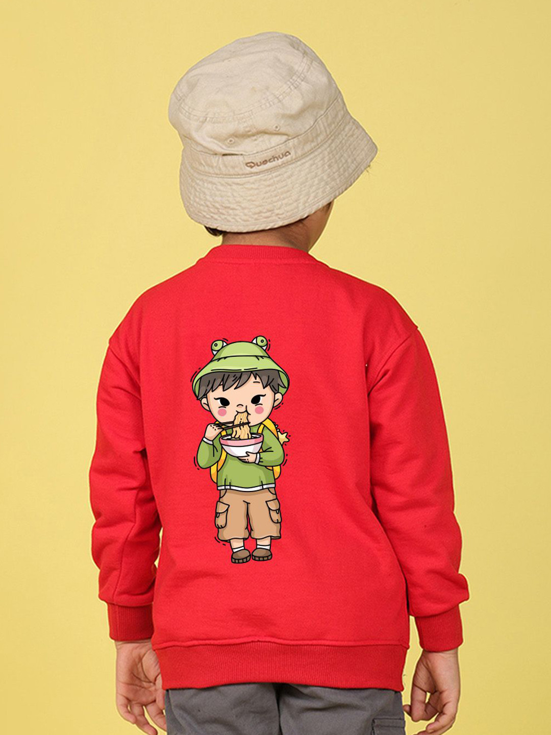 NUSYL Boys Power By Noodles Printed Oversized Pullover Sweatshirt