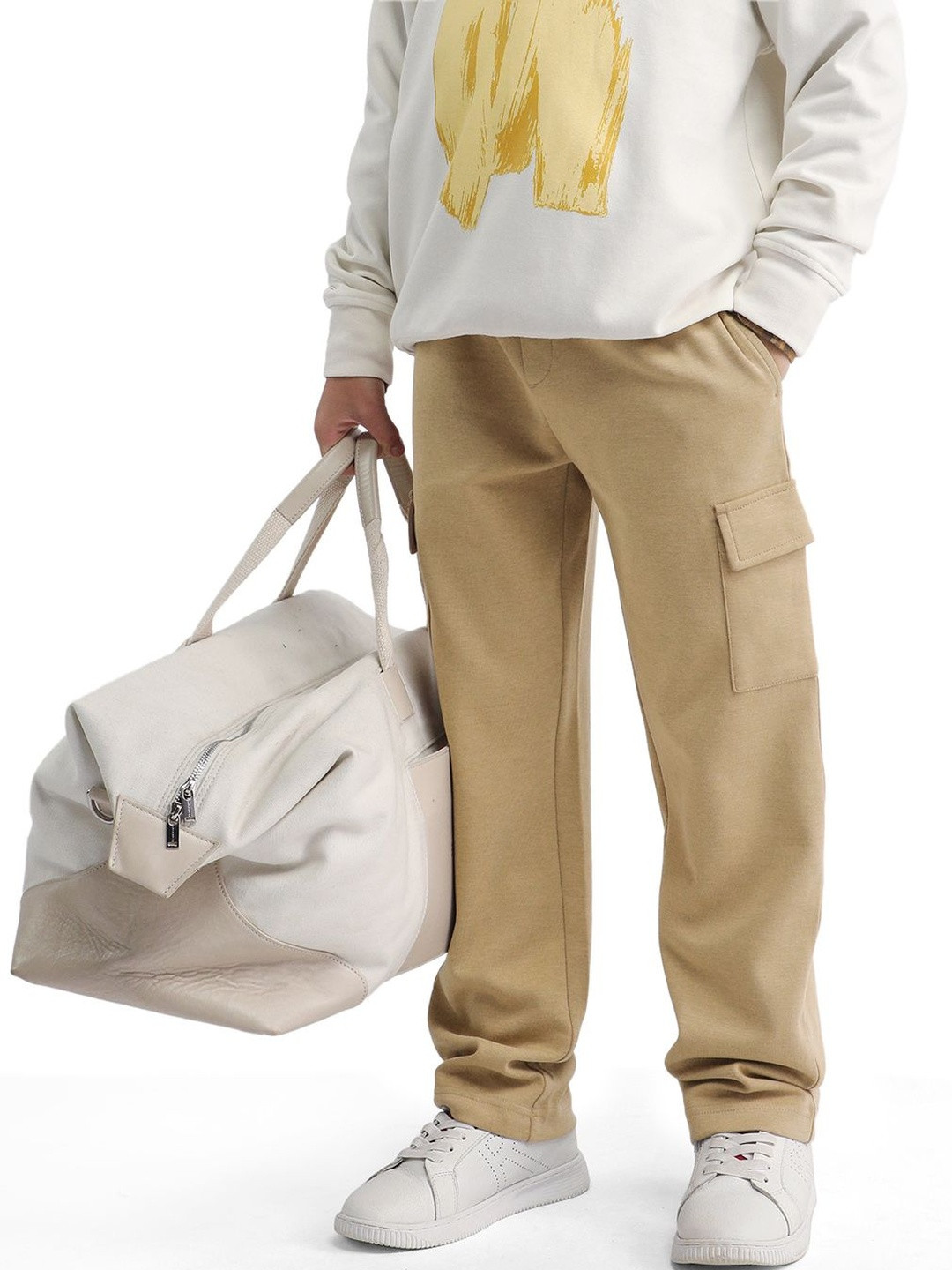 RARE ONES Nitro-B Tan Boys Regular Fit Mid Rise Cotton Track Pant