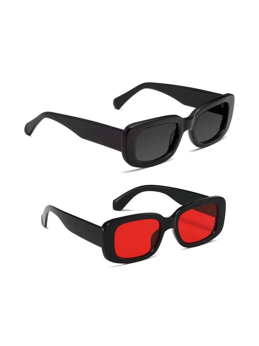 Arzonai Unisex Pack Of 2 Rectangle Sunglasses with UV Protected Lens COMBO-2827