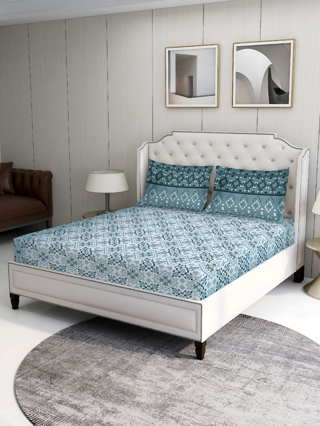 BOMBAY DYEING ASTER DOUBLE BEDSHEET SET Floral Double Bedsheet Pillow Covers 88m x 96m