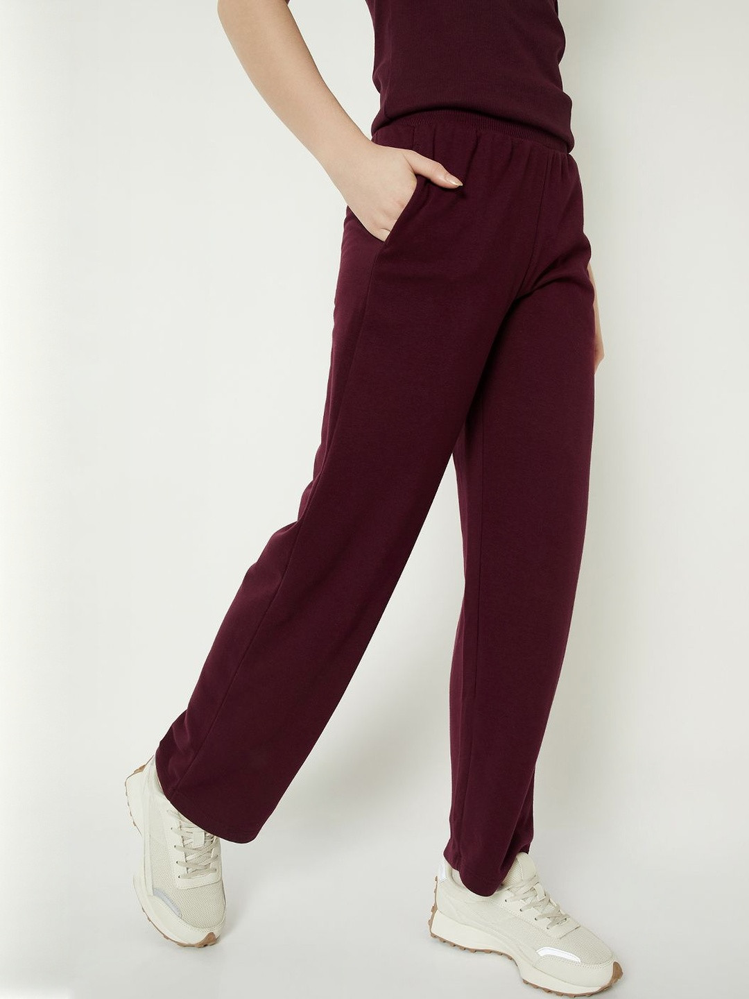 max Women Cotton Slip On Mid Rise Track Pant