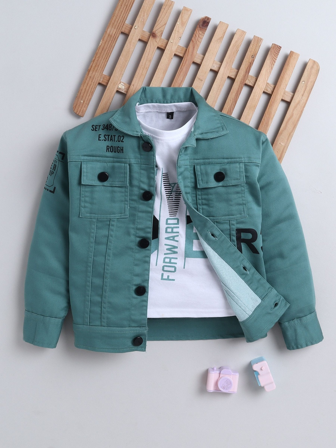 Ministitch Boys Typography Lightweight Denim Shacket