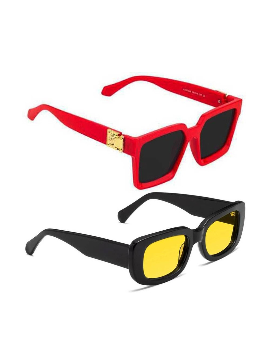 Arzonai Unisex Pack Of 2 Rectangle UV Protected Lens Sunglasses COMBO-2720