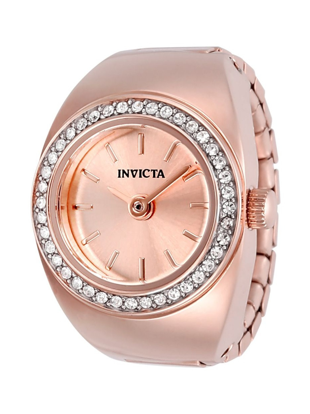 Invicta Women Round Dial & Stainless Steel Cuff Straps Analogue Mini Ring Watch 48945