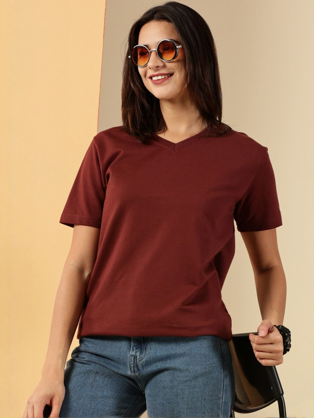 Own The Look V-Neck Pure Cotton Oversized Fit T-shirt