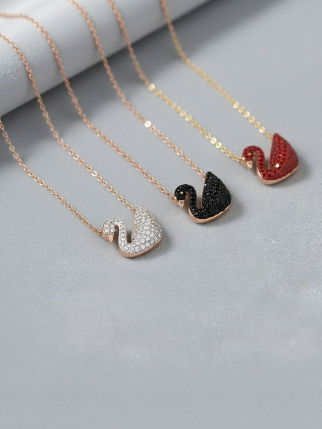 TheVineGirl Pack Of 3 Artificial Stones Studded Swan Shaped Statement Necklace