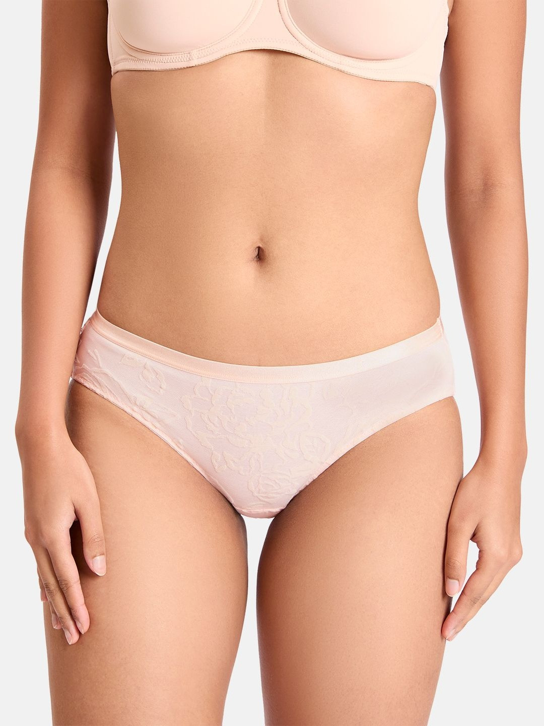 Triumph Women Floral Embroidered Outer Elastic Anti Microbial Mid Rise Hipster Brief