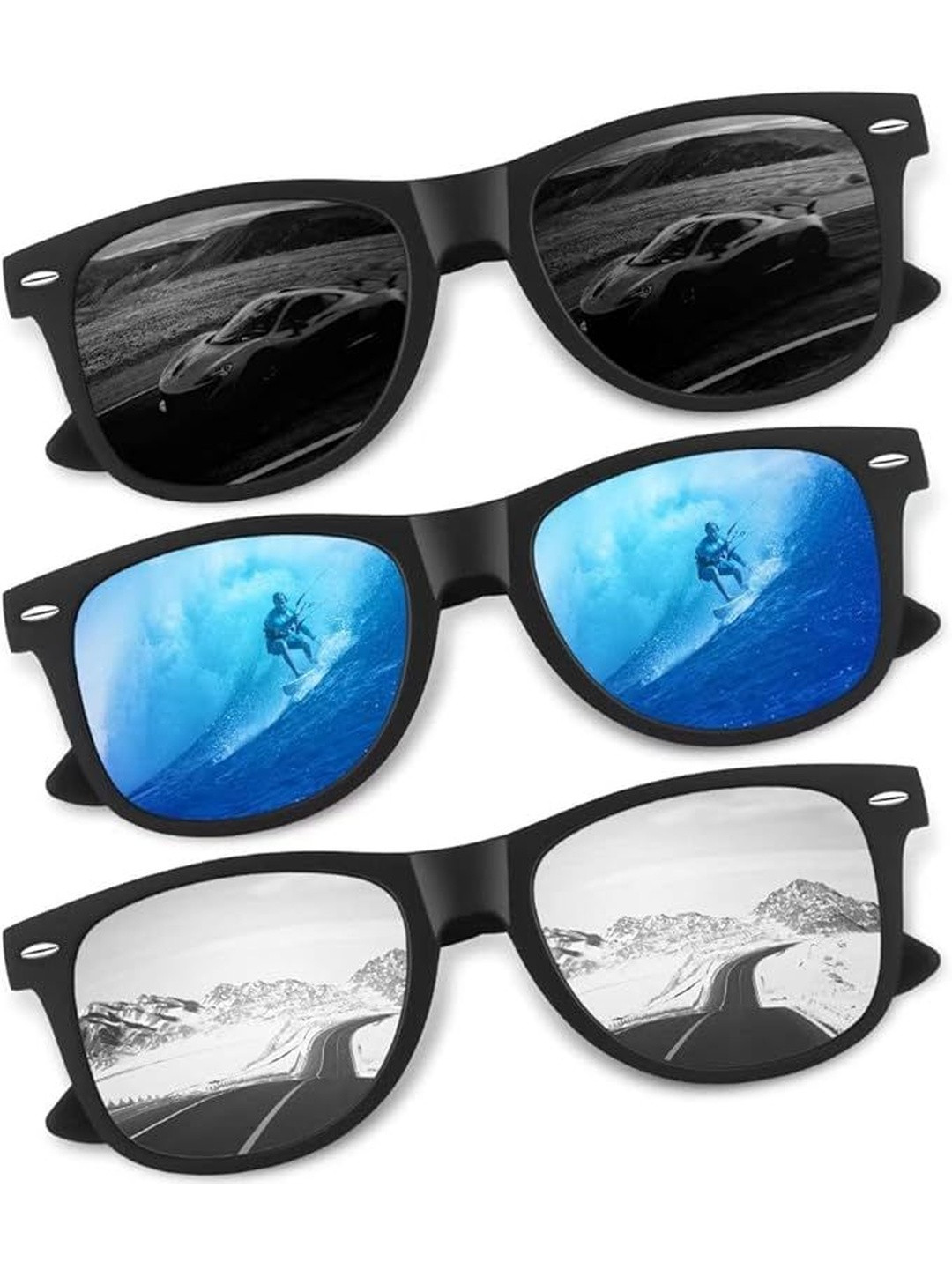 Arzonai Thug Life Unisex Set Of 3 Wayfarer Sunglasses with UV Protected Lens COMBO-2874