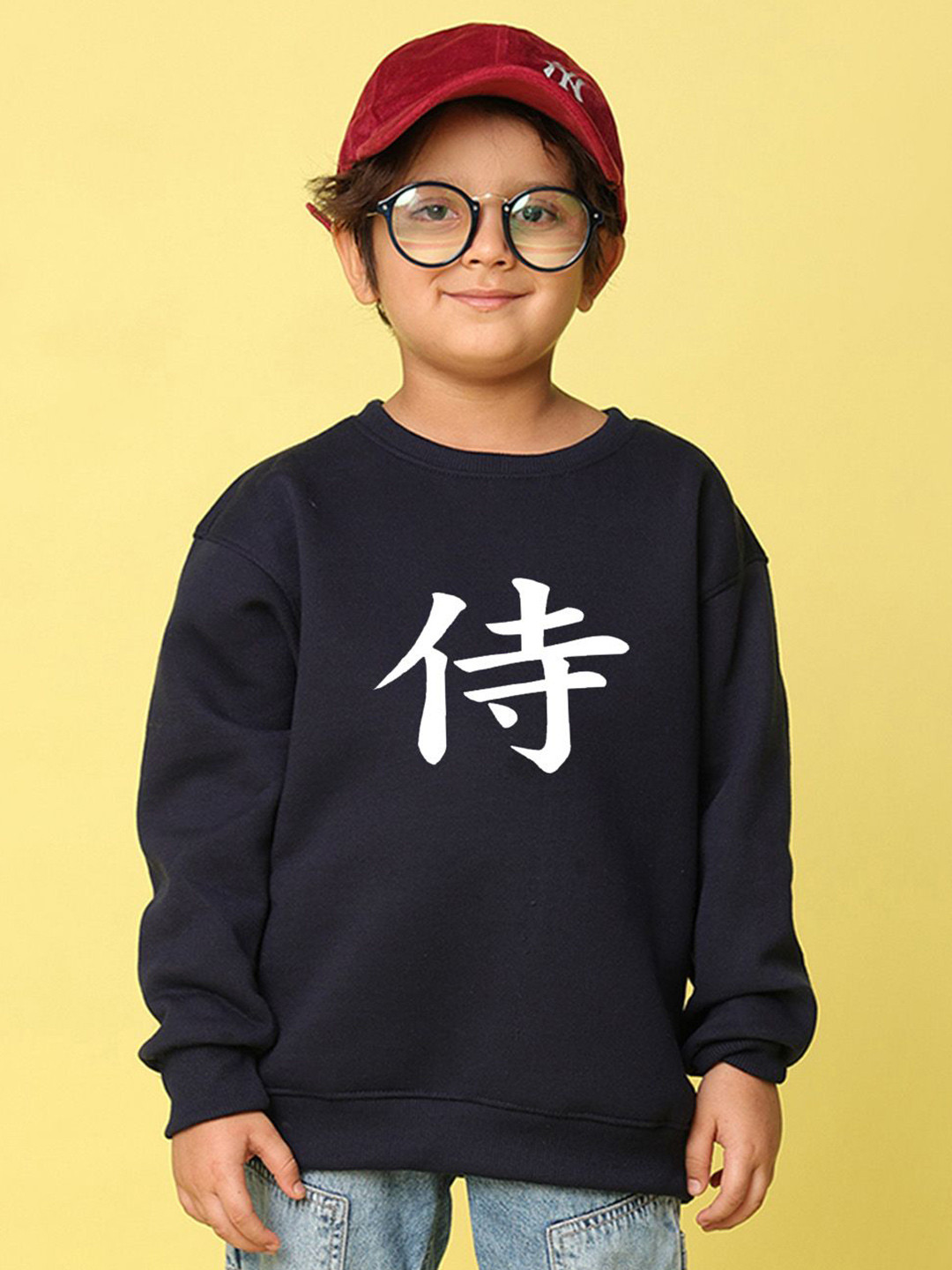 NUSYL Boys Anime Text Printed Oversized Sweatshirt