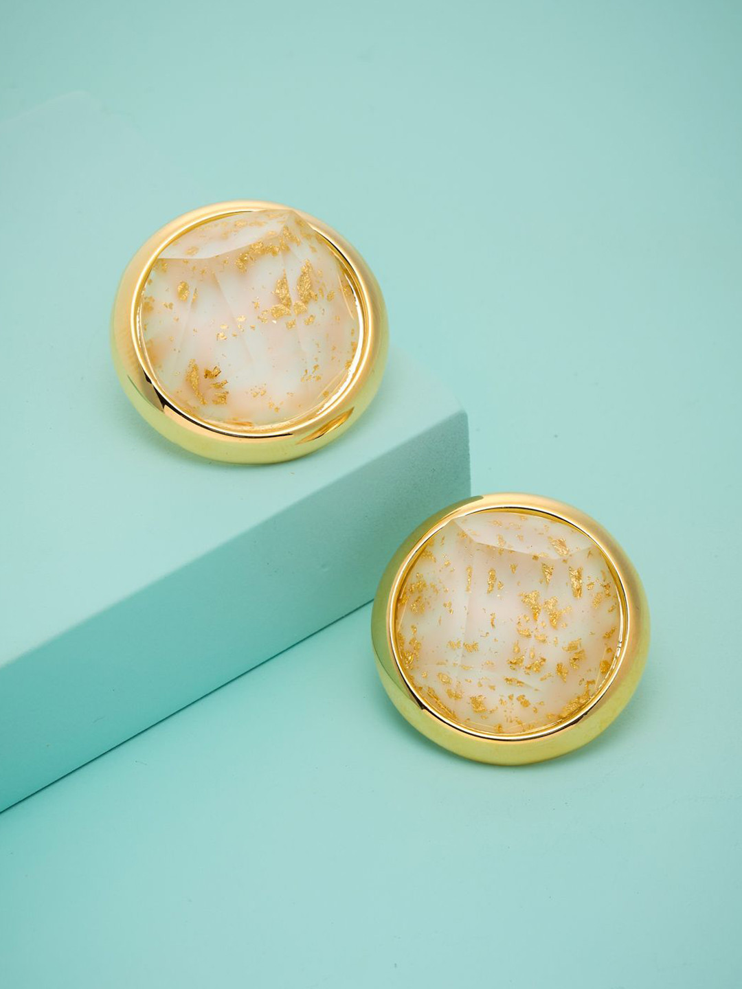 Kushal's Fashion Jewellery Gold-Plated Party Trendy Zircon Circular Studs Earrings