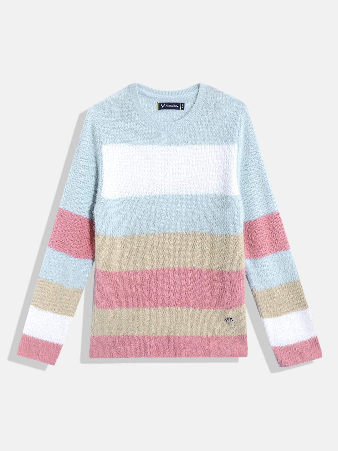 Allen Solly Junior Girls Striped Pullover with Fuzzy Detail