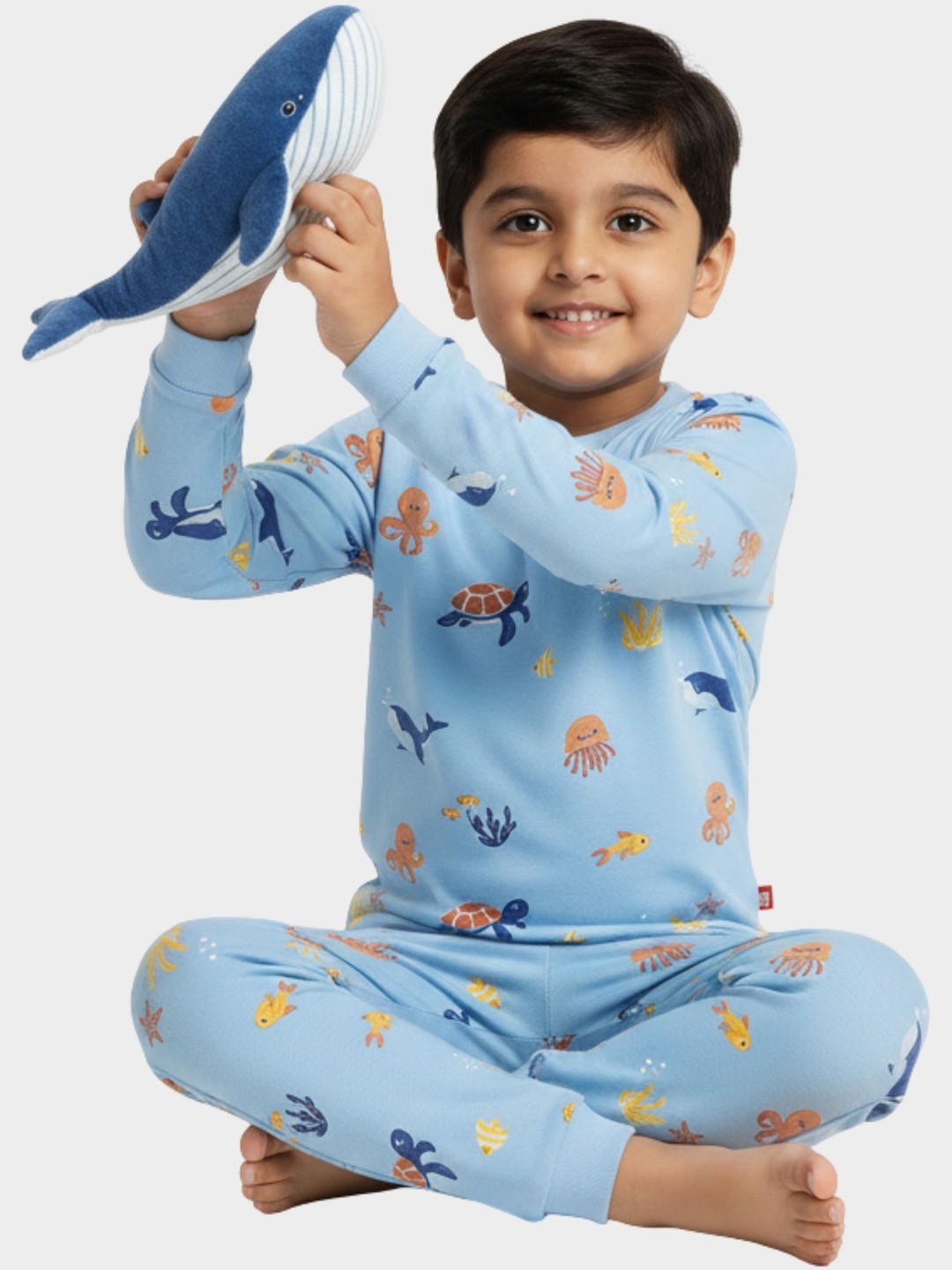 Orange Sugar Kids Cotton Aqua World Themed Printed Night suit