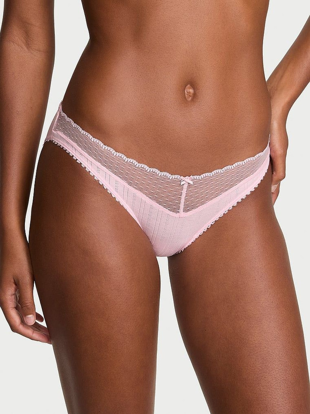 Victoria's Secret Women Self Design Mid-Rise Stretchable Pointelle Bikini Brief