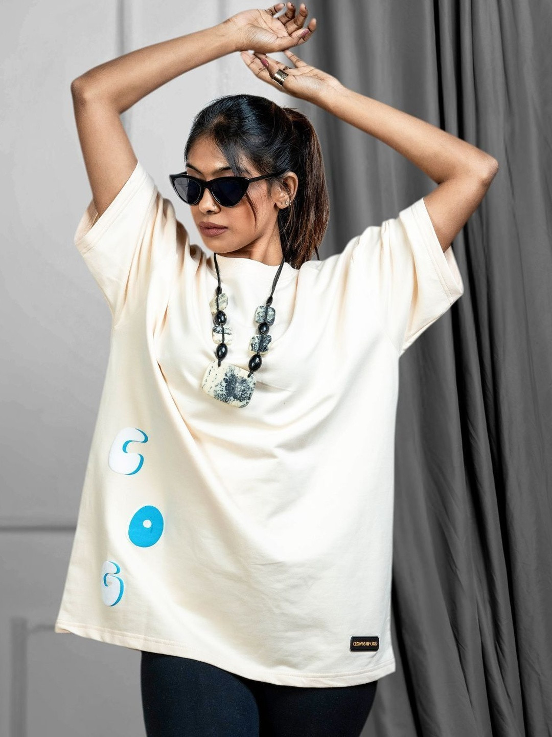Clowns Of God Women Typography Printed Drop-Shoulder Sleeves Pure Cotton T-shirt