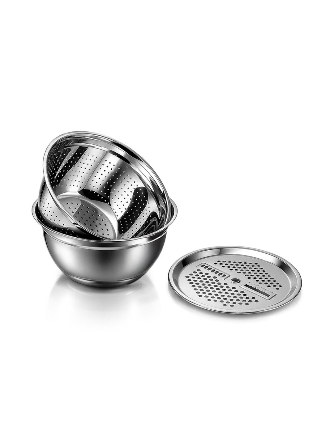 Wonderchef Silver-Toned Stainless Steel Colander Strainer