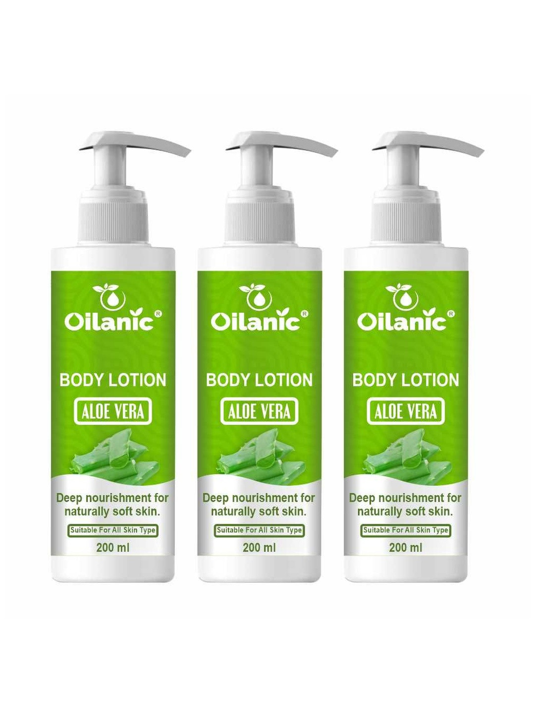 Oilanic Set Of 3 Aloe Vera Body Lotion For Deep Nourishment - 200 ml Each