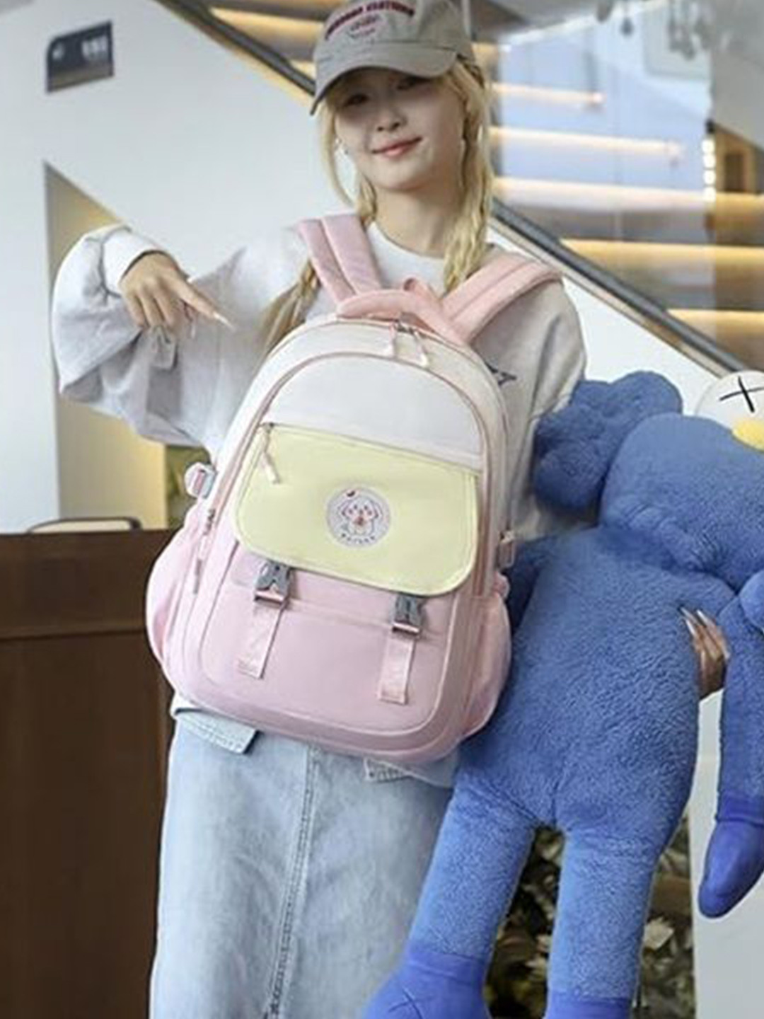 WALSON Colourblocked School Backpack