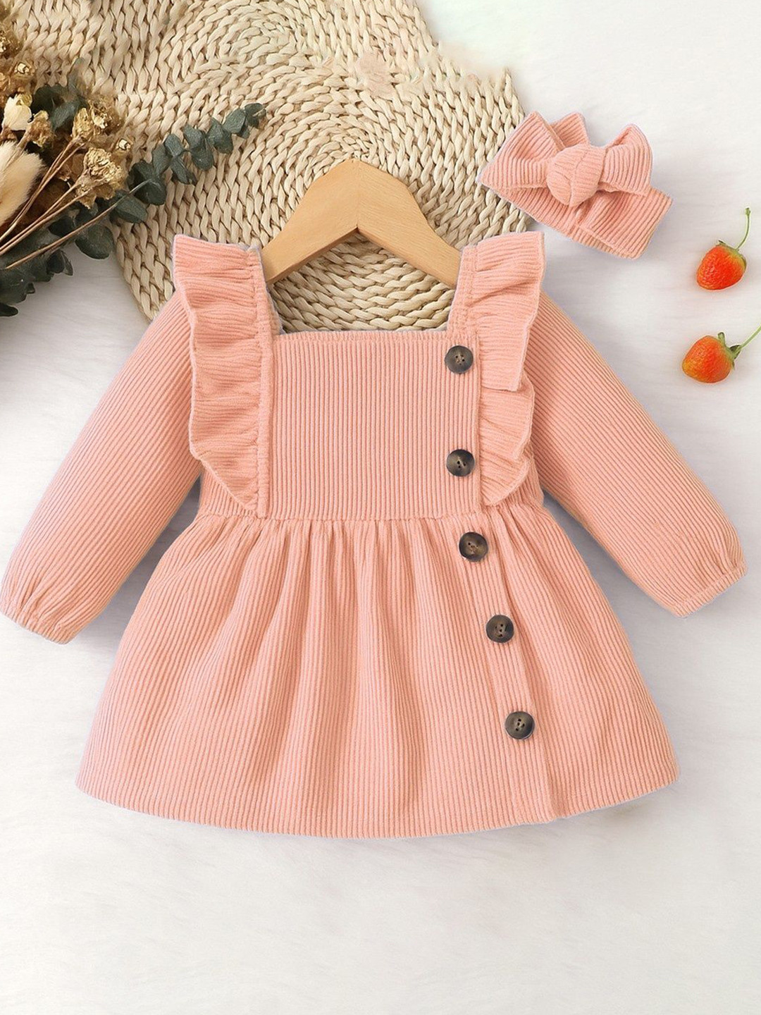 Miss & Chief Girls Square Neck Regular Sleeves A-Line Dress