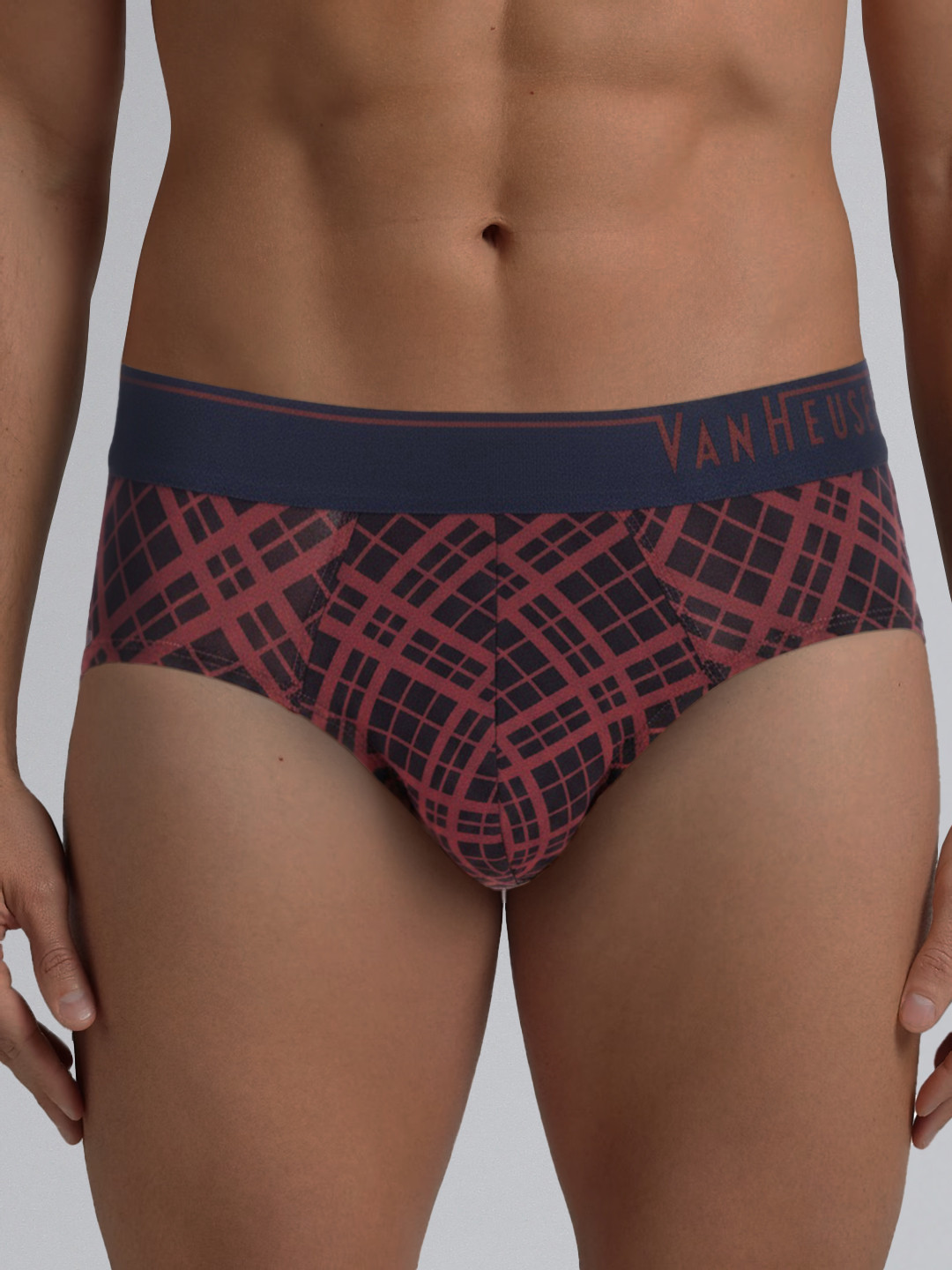 Van Heusen Innerwear Men Checked Outer Elastic Waistband Briefs