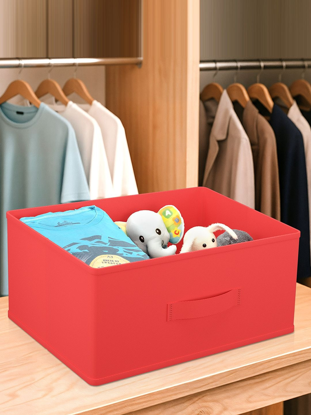 Aura Red Textured Non-Woven Drawer Organiser-26 L