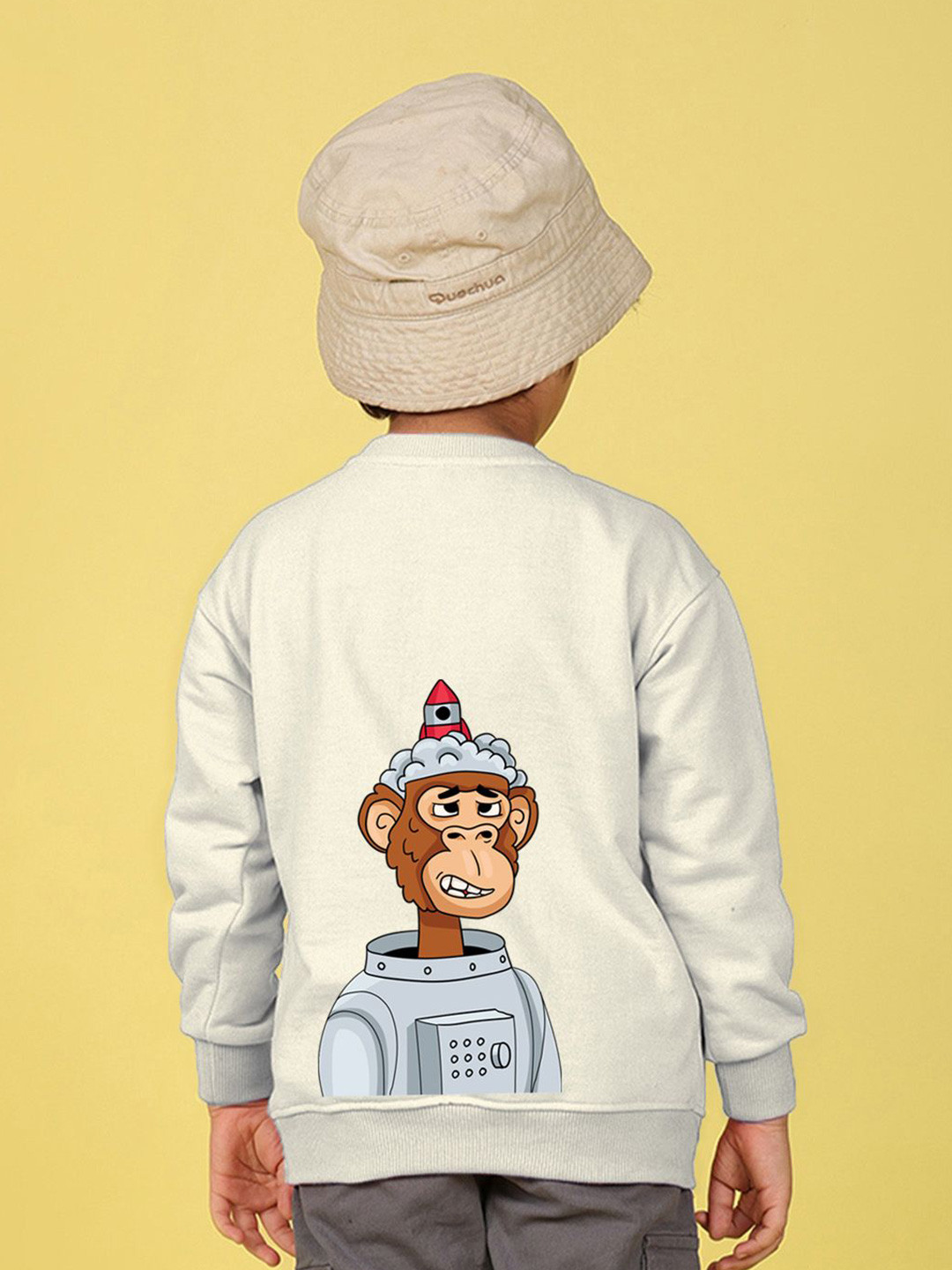 NUSYL Boys Space Monkey Graphic Printed Round Neck Long Sleeves Pullover Sweatshirt