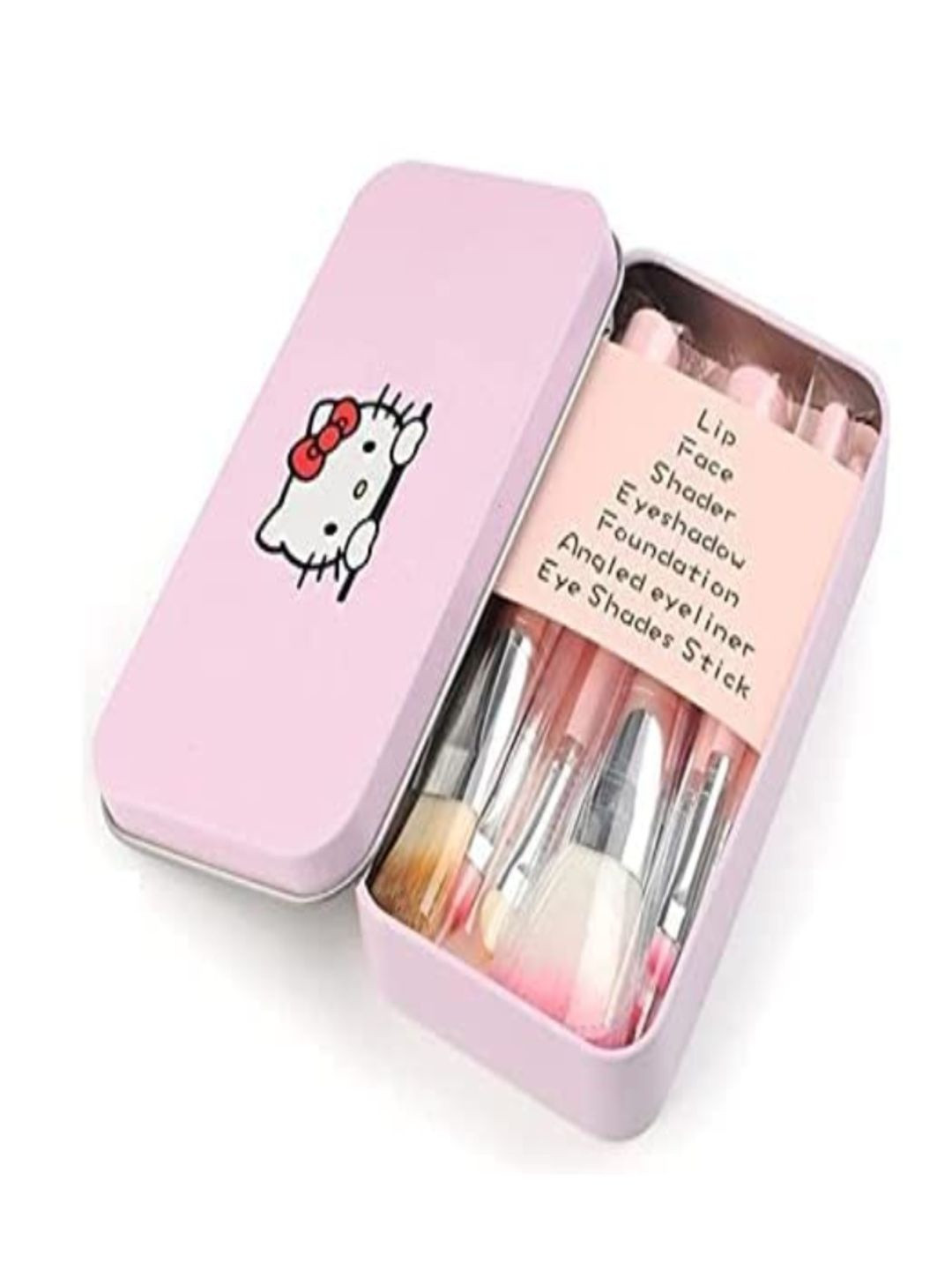 Bbto Set Of 9 Makeup Brushes & Sponges With Storage Box - Pink