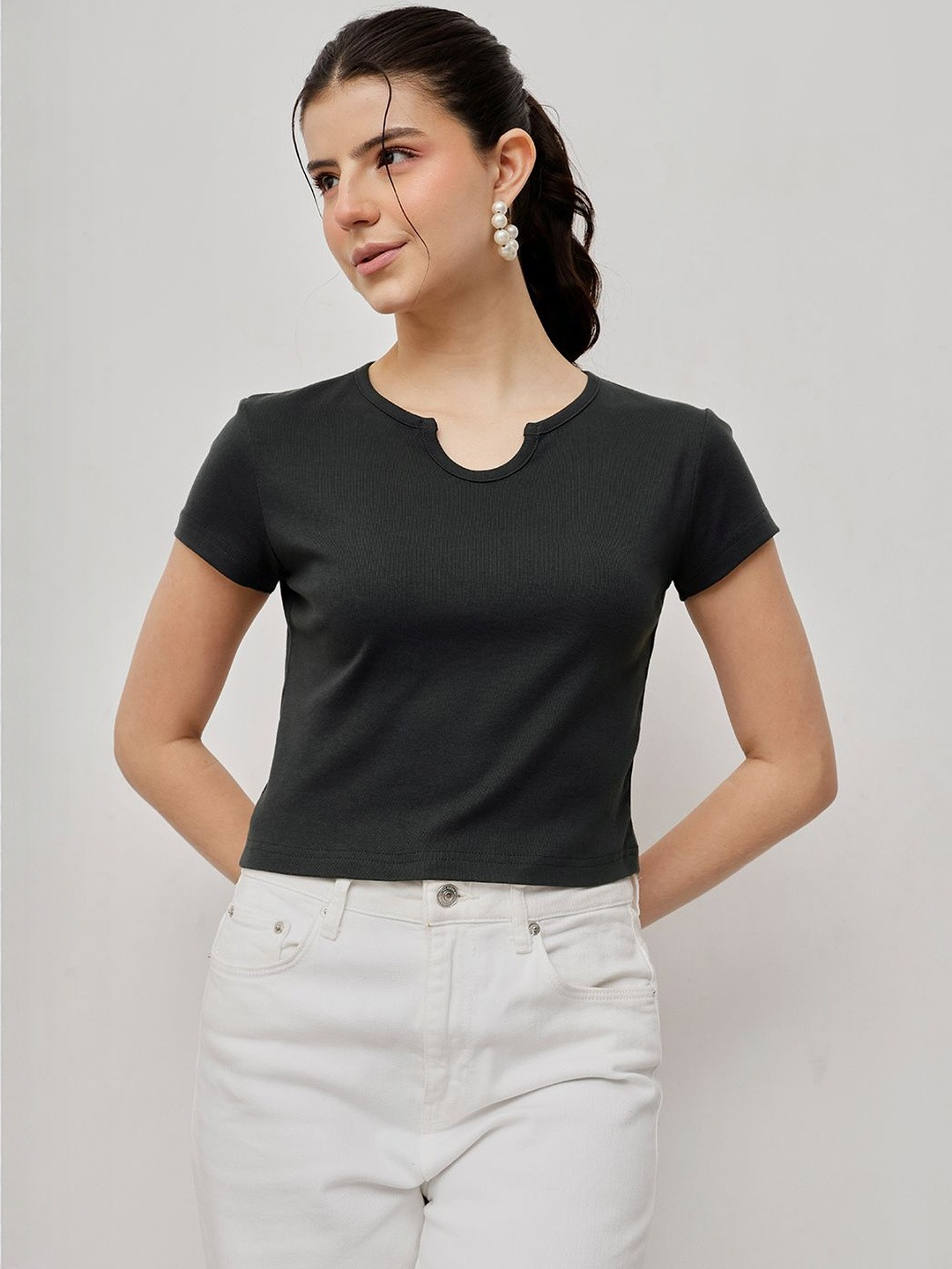 Espresso Cotton Crop Top