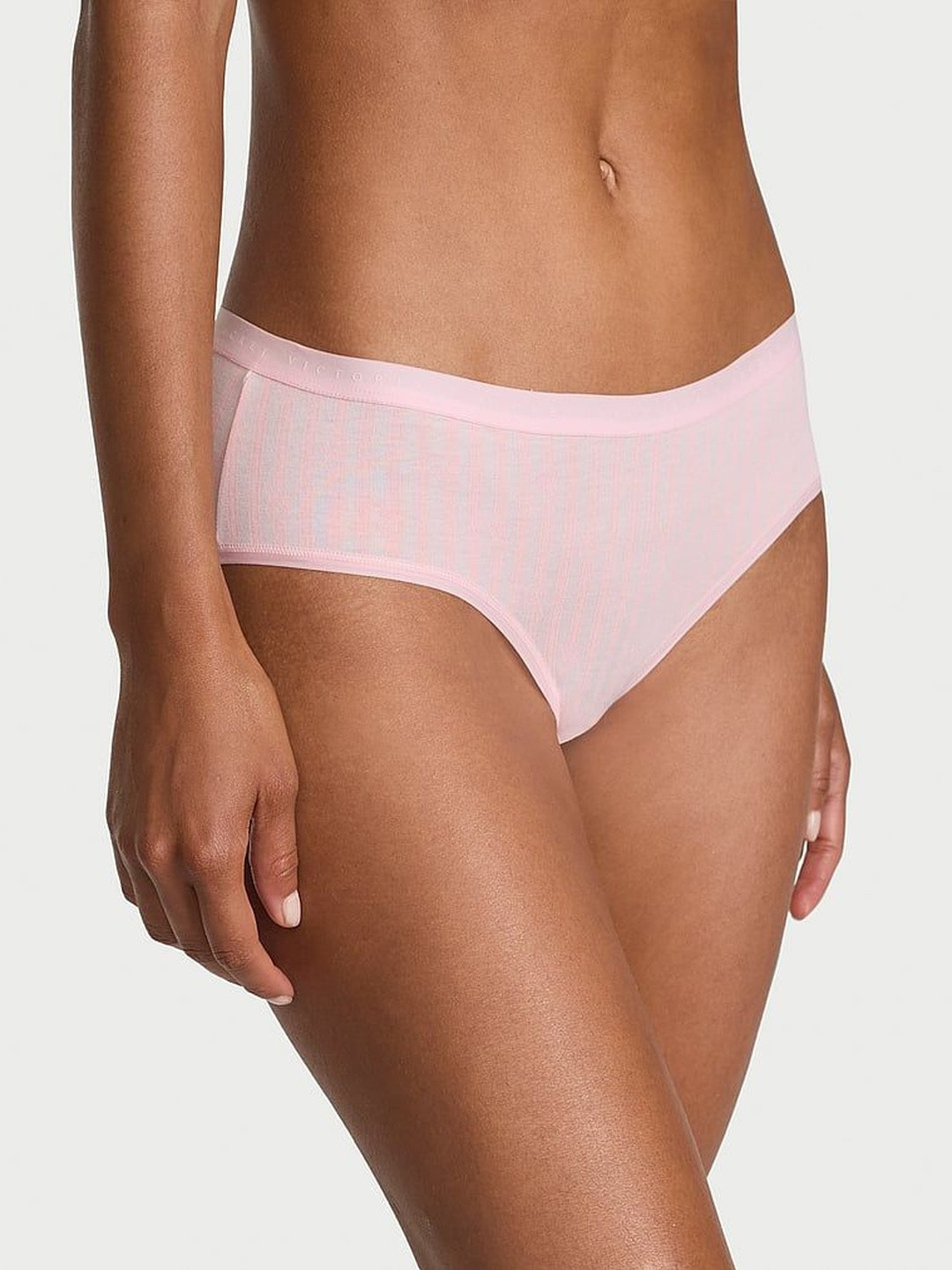 Victoria's Secret Striped Low-Rise Stretch Cotton Hiphugger Outer Elastic Hipster Briefs