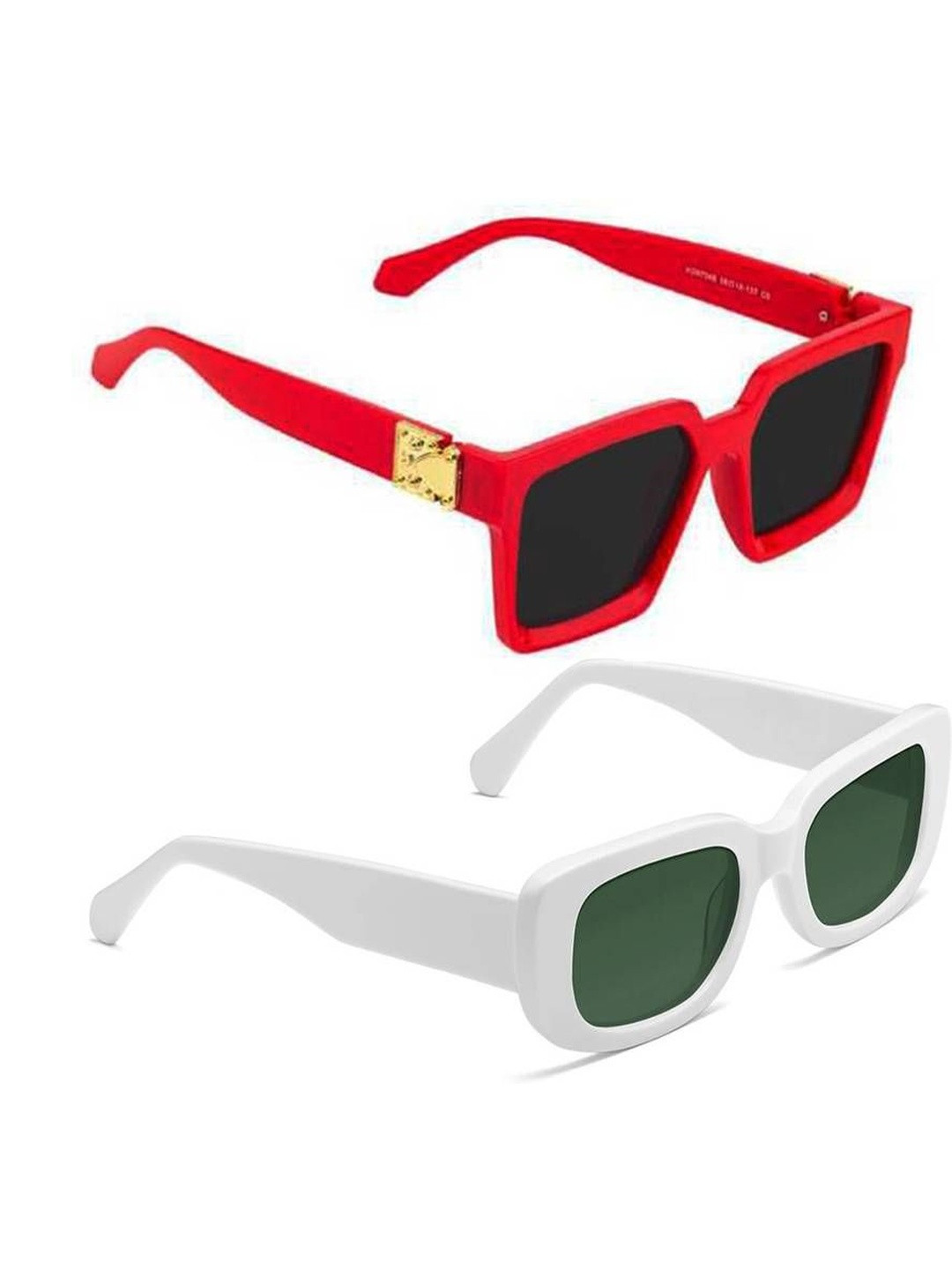 Arzonai Unisex Arzonai Set of 2 Full Rim UV Protected Lens Rectangle Sunglasses COMBO-2752