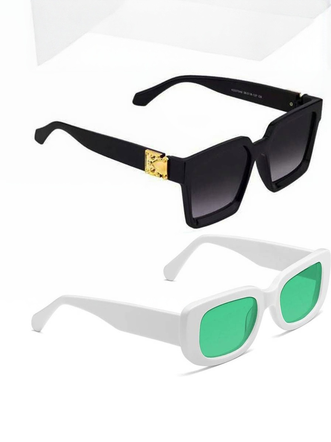 Arzonai Unisex Set Of 2 Rectangle Sunglasses with UV Protected Lens COMBO-2741