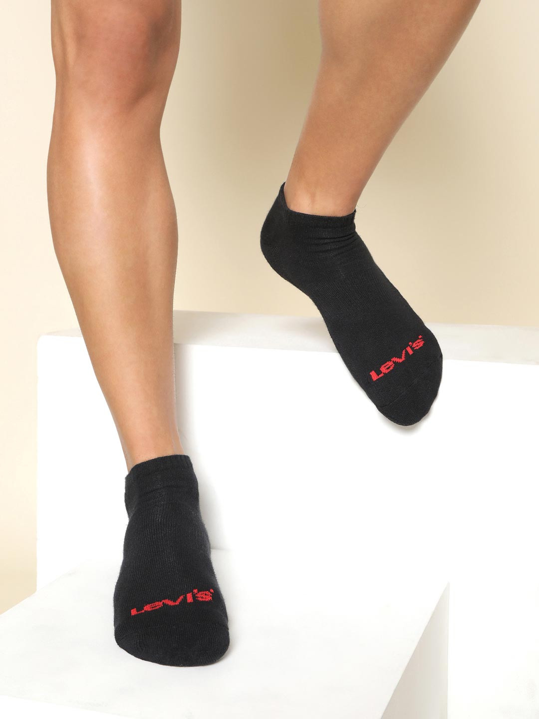 Levis Men LS208 Pack of 3 Cotton Stretch Non Terry Ankle Mid Cut Socks