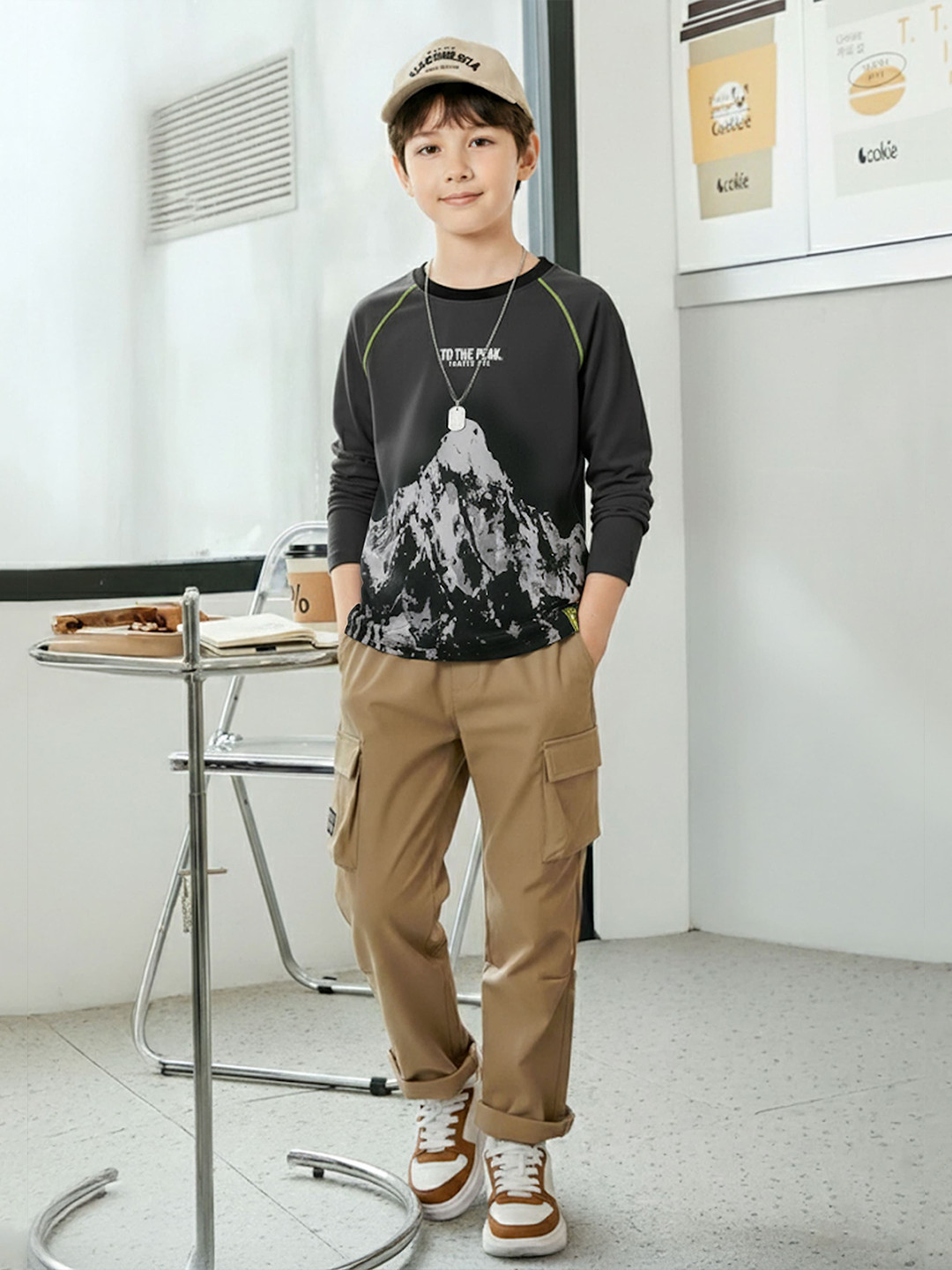 FROSEN FOX Boys Regular Fit Printed Cotton Round Neck Full Sleeve T-shirt