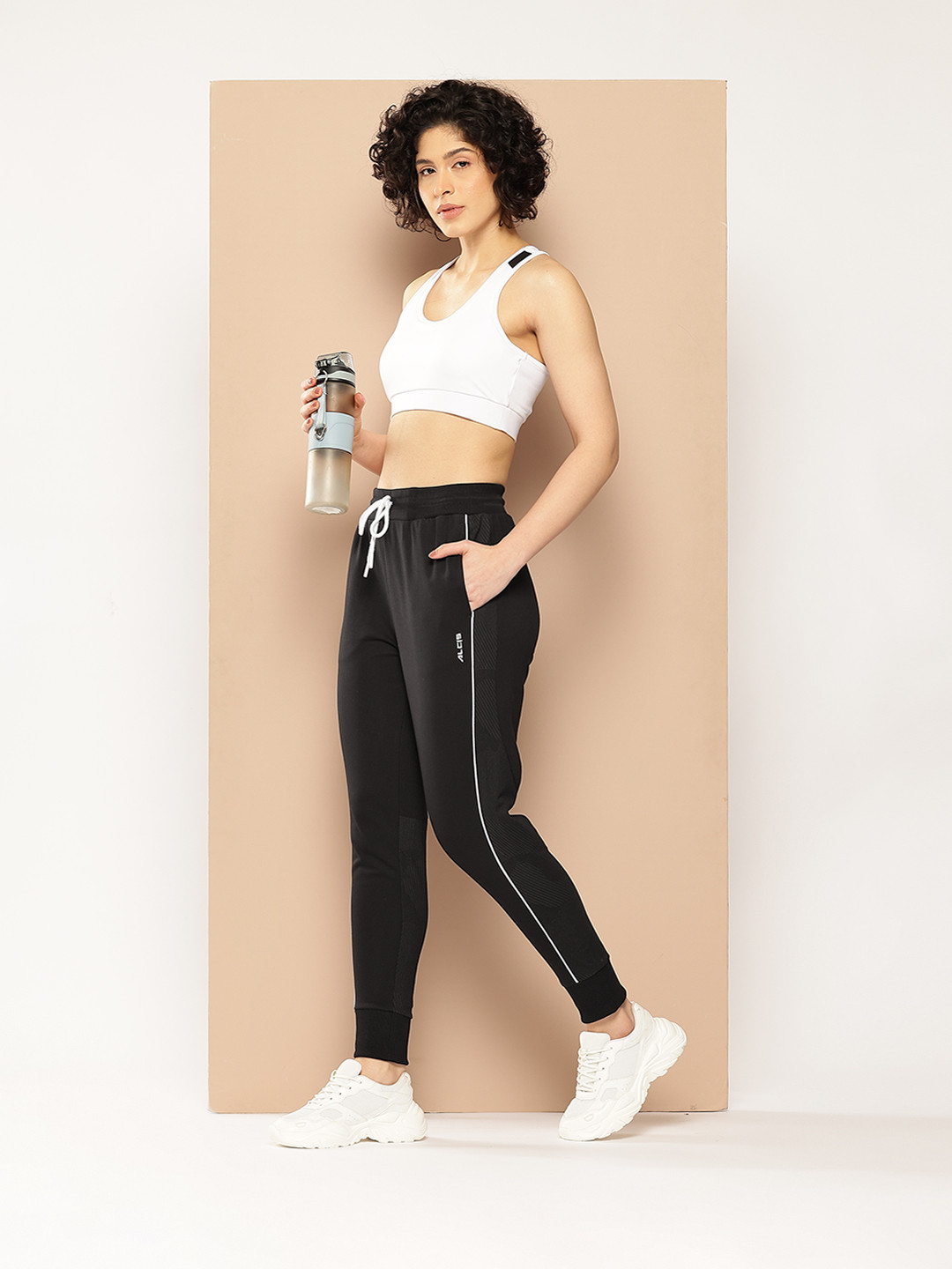 Alcis Women Mid-Rise Slim Fit Joggers with Side Stripes