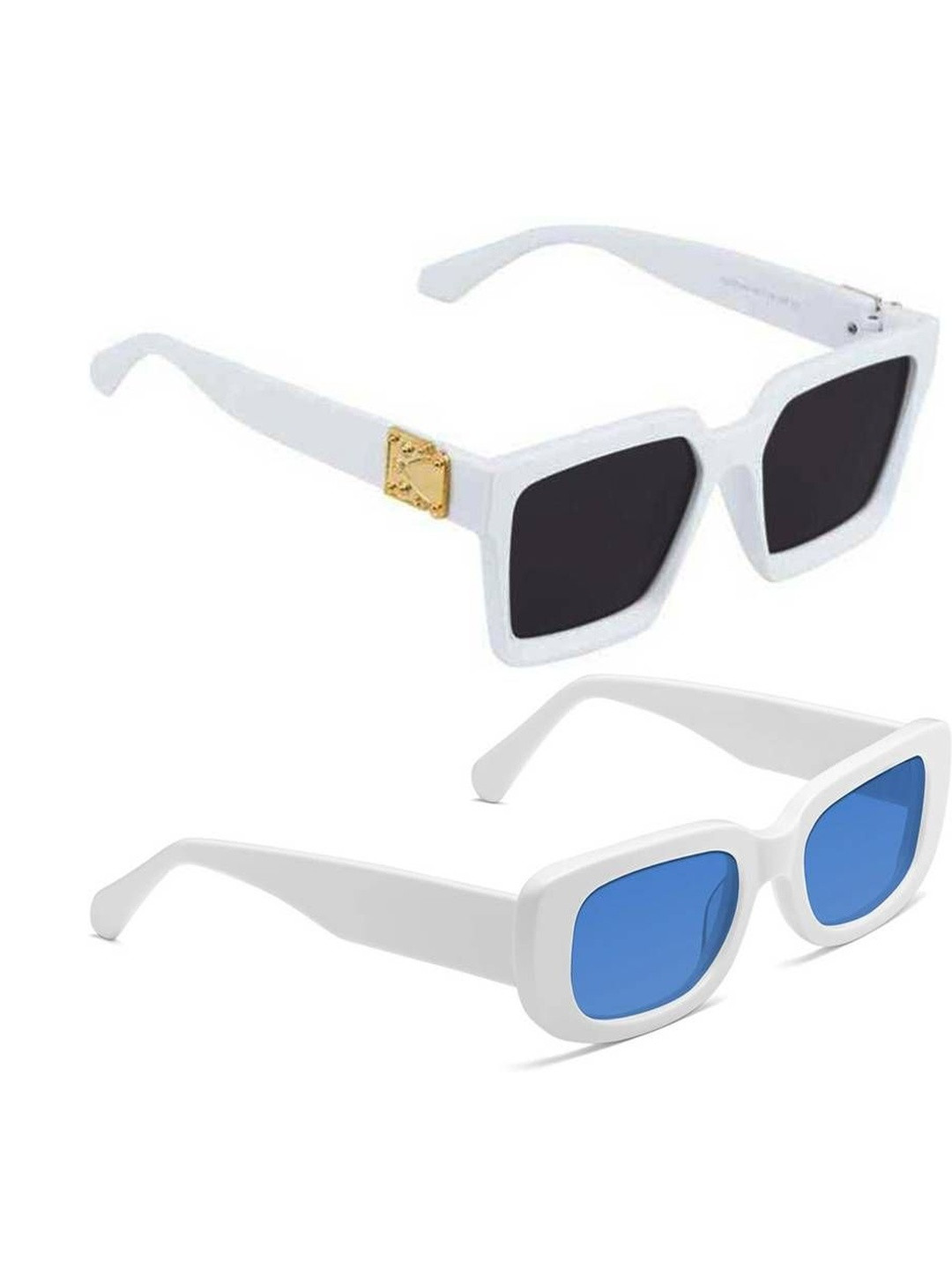 Arzonai Unisex Pack Of 2 Full Rim Rectangle Sunglasses with UV Protected Lens COMBO-2786