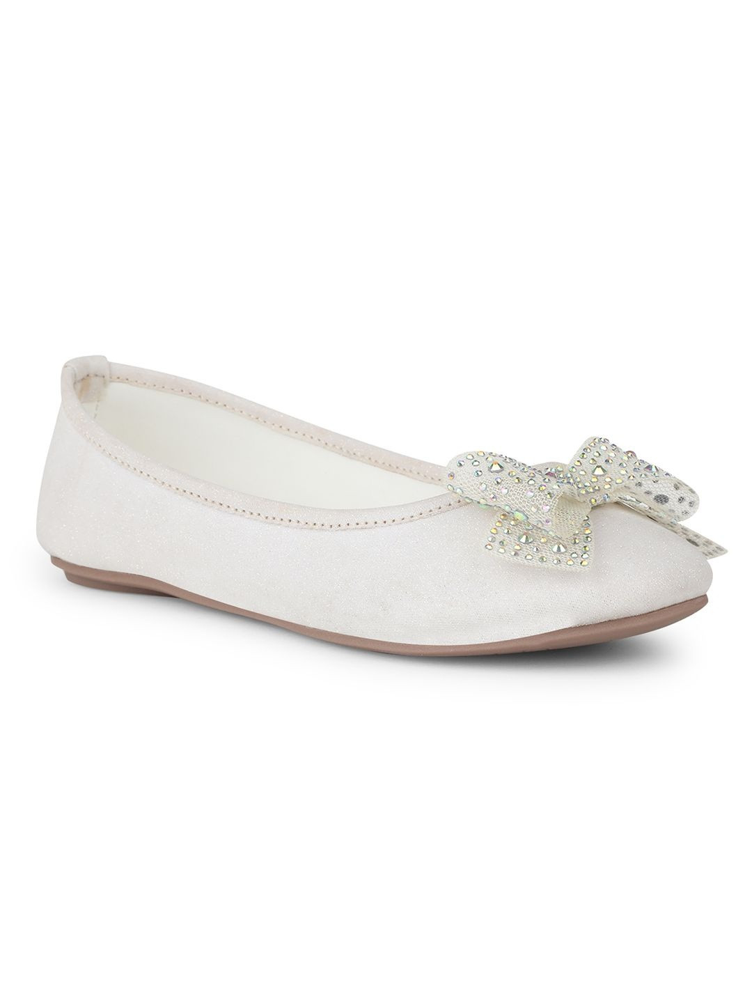 Bubblegummers Girls Bow Embellished Round Toe Slip On Ballerinas
