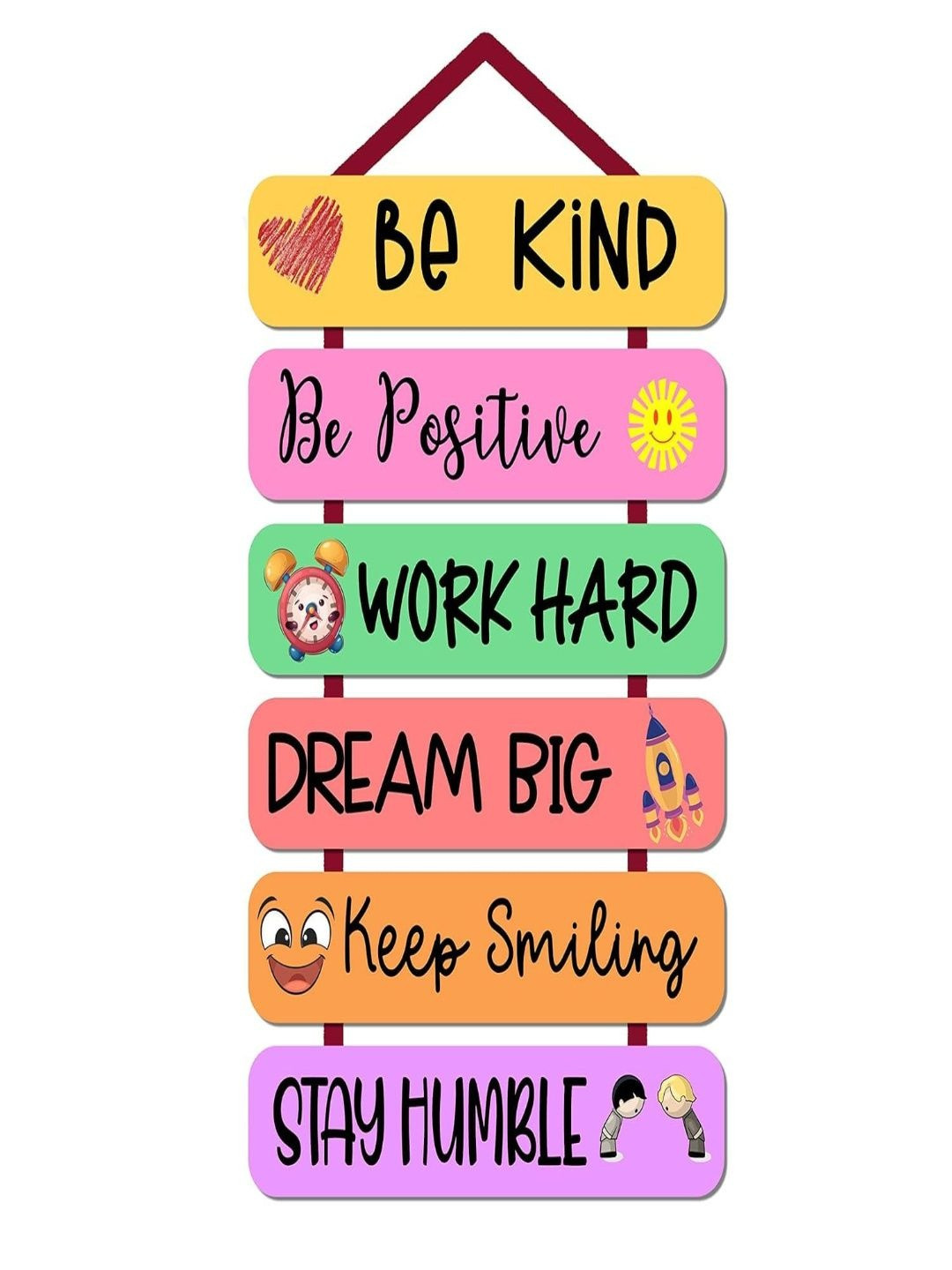 WOODKEY Yellow & Green Woodkey Motivational Quote Printed Wooden Wall Hanging