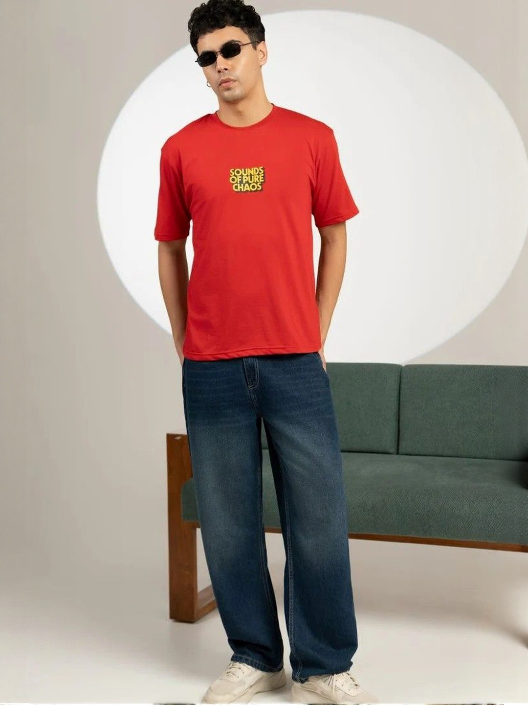 Minus One Oversized Typography Printed Round Neck Pure Cotton T-Shirt