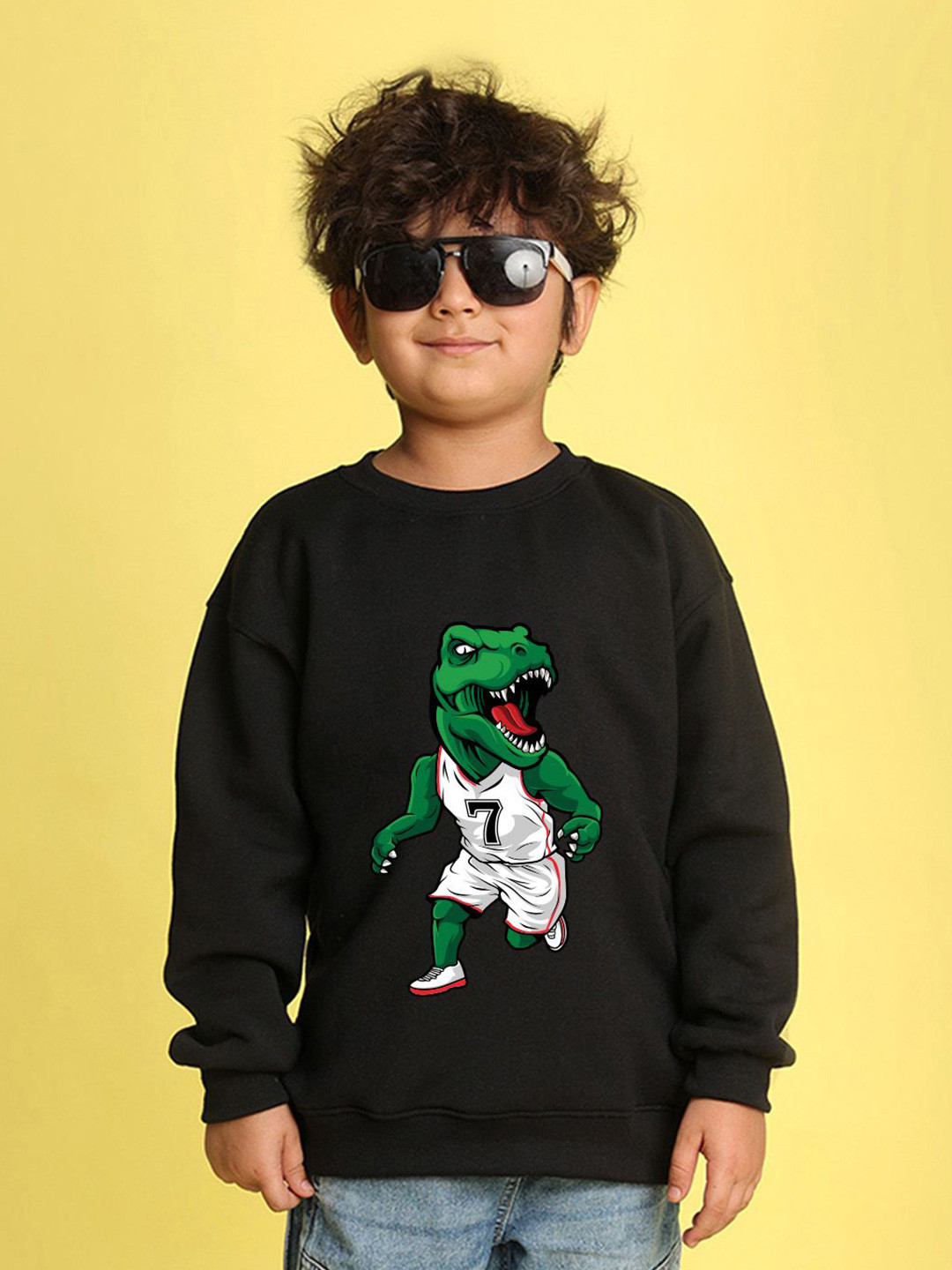 NUSYL Boys Crocodile Runner Text Printed Oversized Sweatshirt