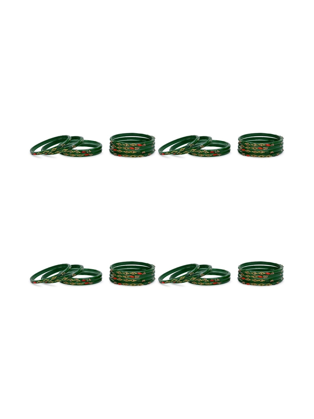 SOMIL Set Of 32 Traditional Stone Studded Bangles