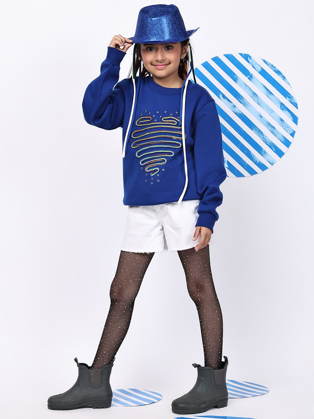 Baawri Girls Snake Detailing Embellished Round Neck Sweatshirt