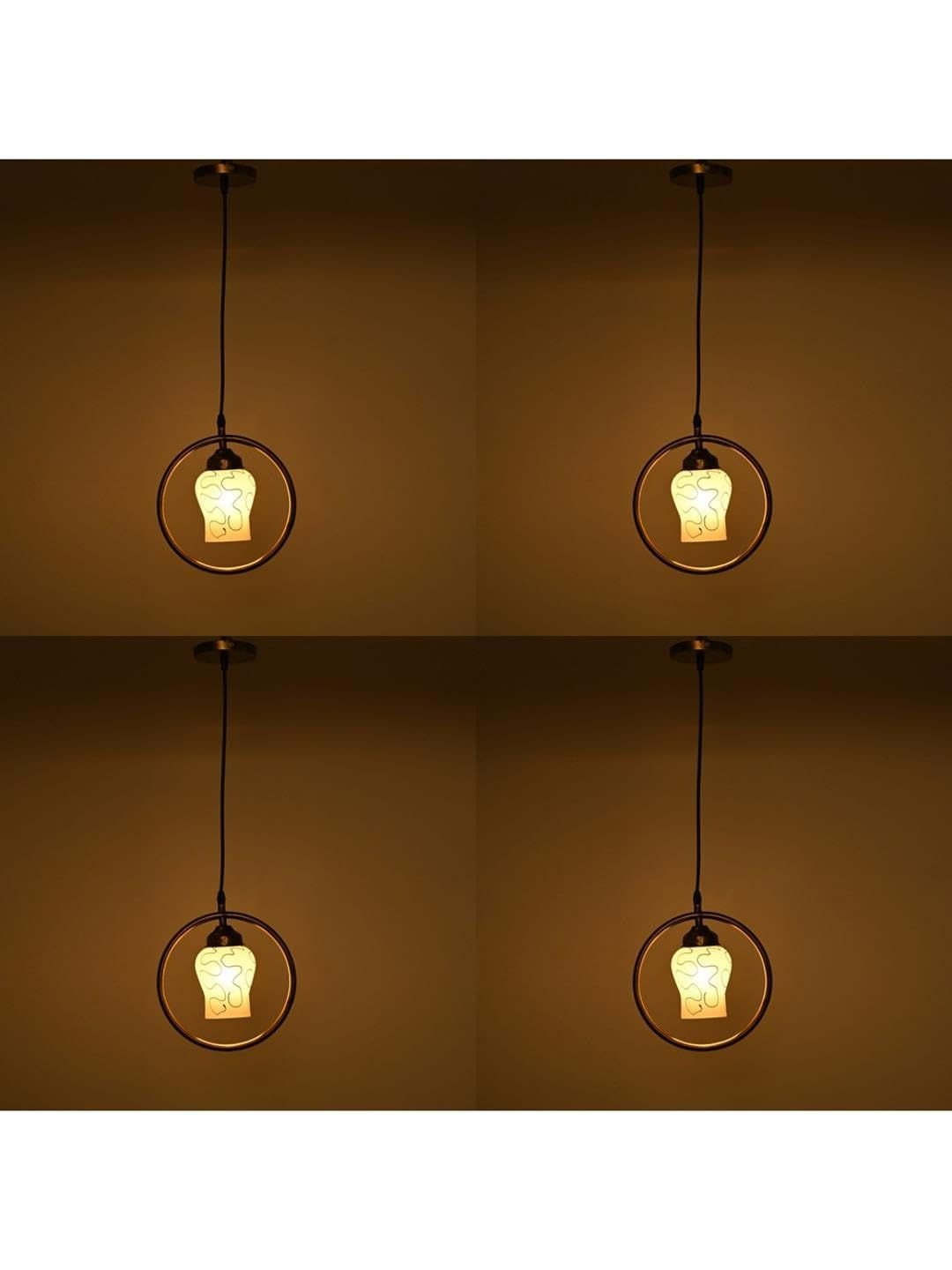 1ST TIME White & Gold-Toned 4 Pieces Bell Ceiling Lamp