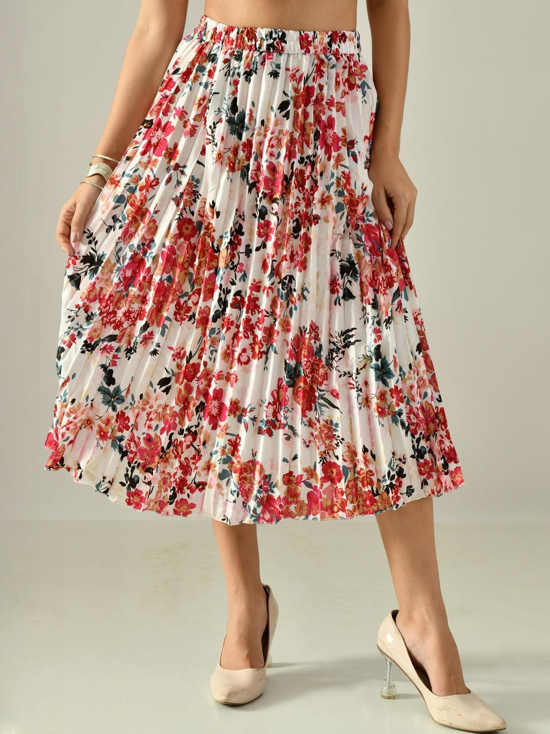 OWL MINK Women Floral Print Midi Flared Skirts
