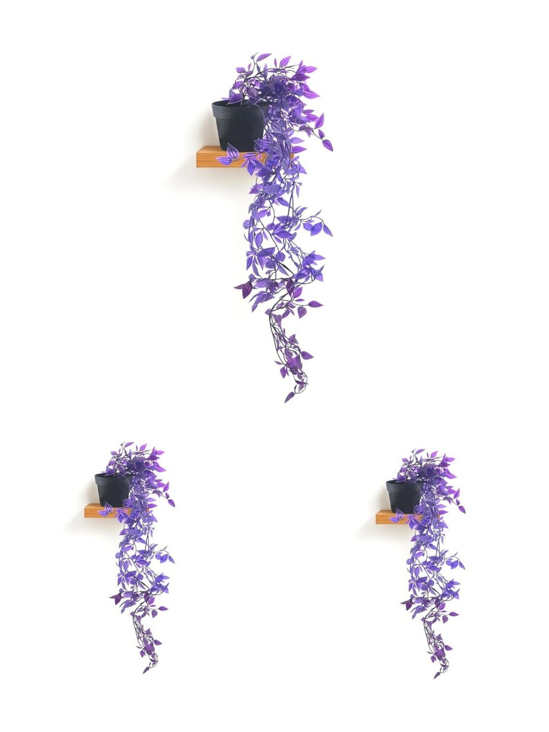 paperi Purple & Black 3 Pieces Hanging Artificial Plants With Pots