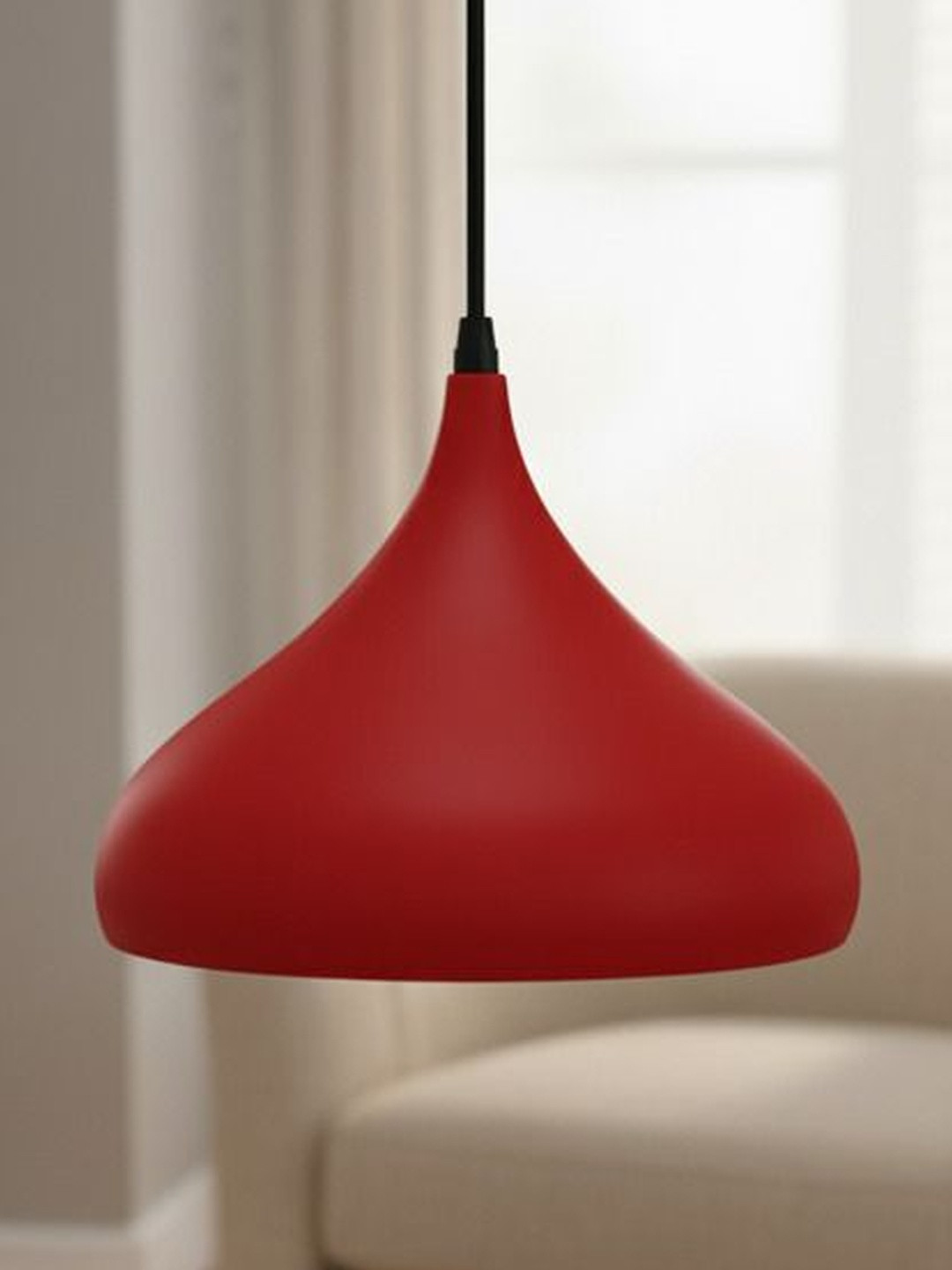 AYMH Red & White Bell Ceiling Lamp With Bulb