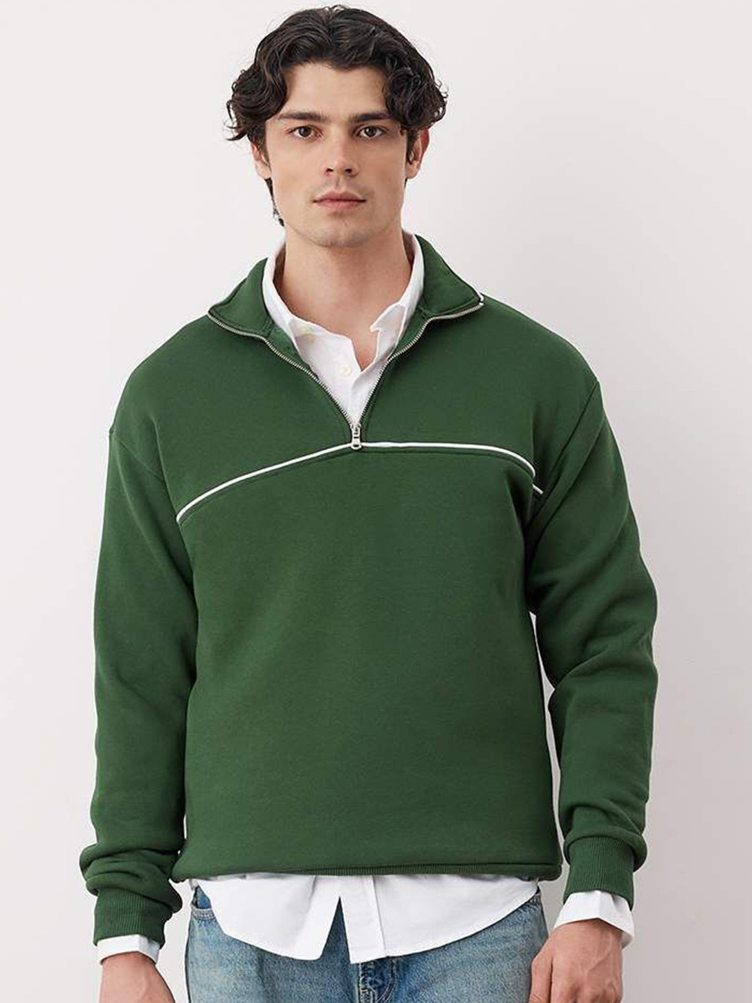 Trendyol Zmrt Yeili Men High Neck Long Sleeves Sweatshirt