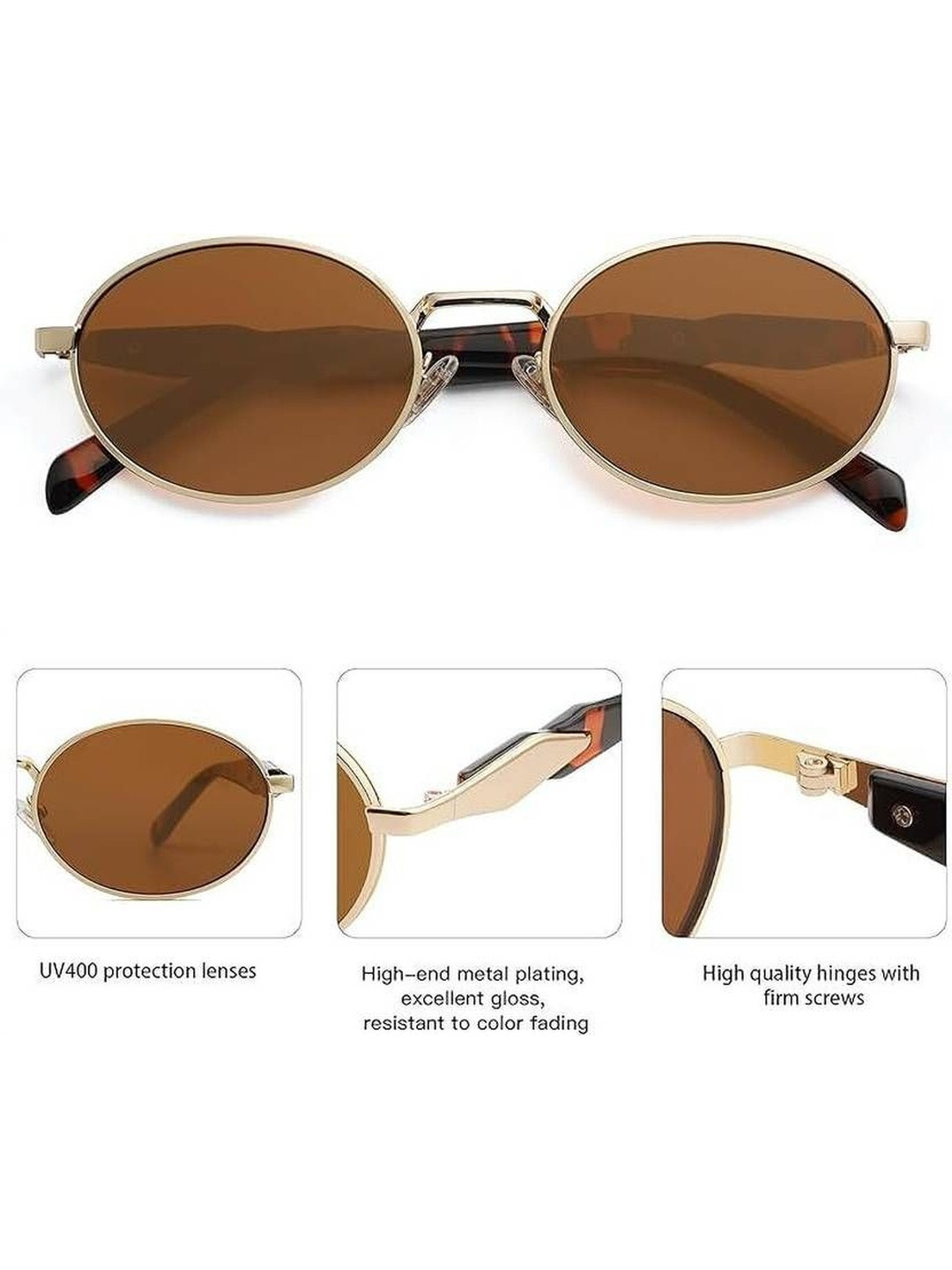 Arzonai Unisex UV Protected Oval Sunglasses MA-11211-LEOPARD-BROWN-D