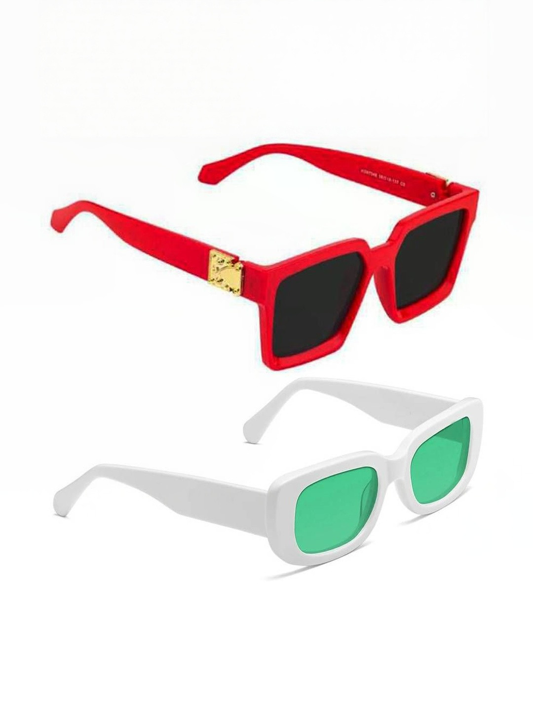 Arzonai Unisex Arzonai Set of 2 Full Rim UV Protected Lens Rectangle Sunglasses COMBO-2788