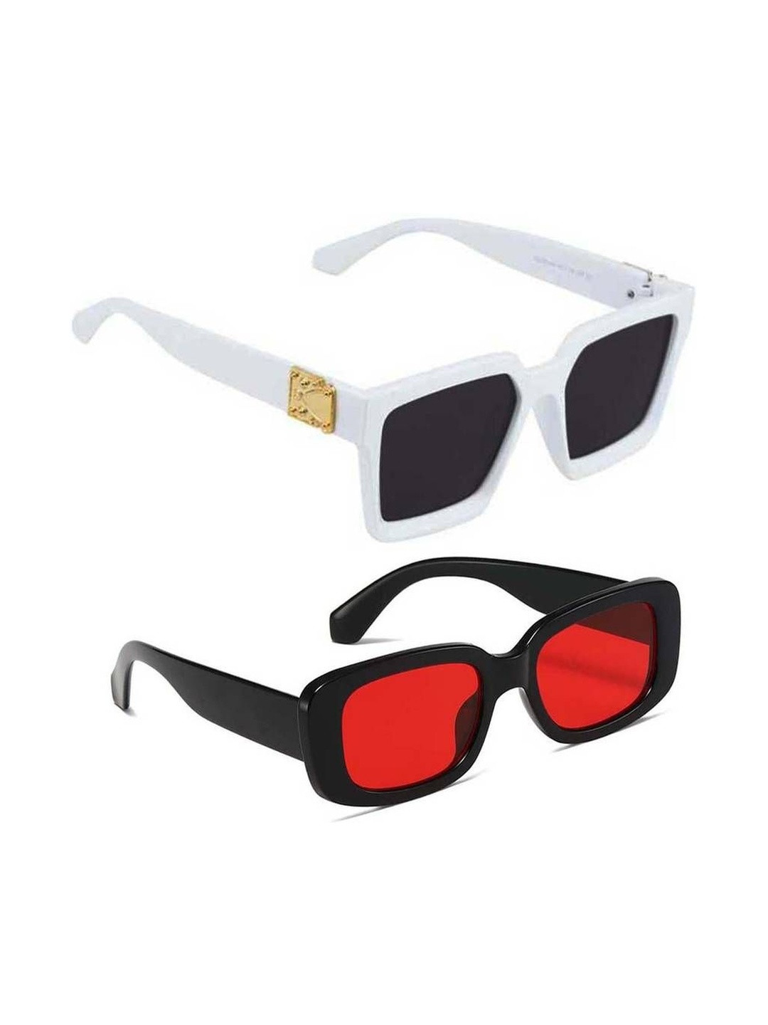 Arzonai Unisex Pack Of 2 Rectangle Sunglasses With  UV Protected Lens COMBO-2732